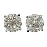 Earrings for Men Sterling Silver Earrings Studs Flat Back Fashion OL Round Studded With